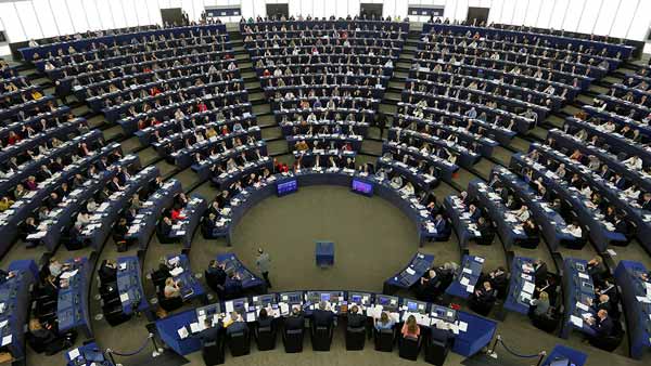 Parte interna del edificio de la Unión Europea.