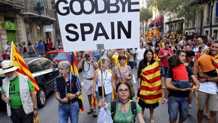 Catalanes en huelga.