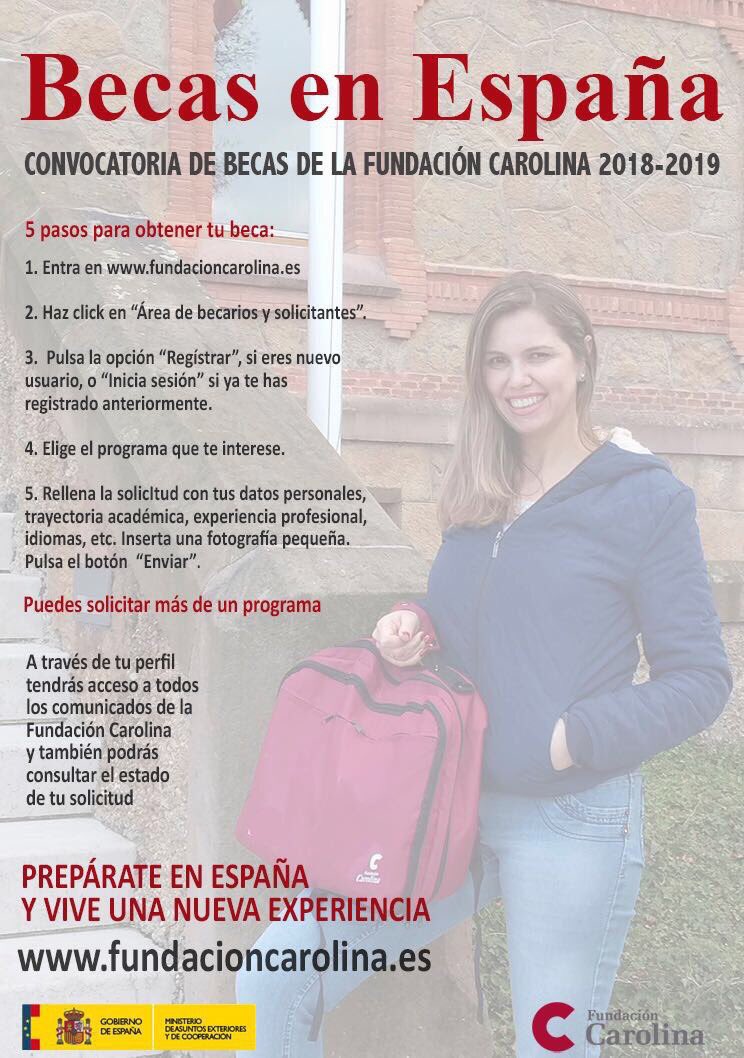 Información sobre la actual convocatoria de becas de la Fundación Carolina.