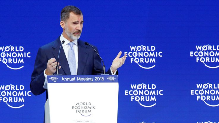 El Rey Felipe VI durante su participación en el Foro Económico Mundial de Davos.