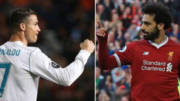 Cristiano Ronaldo, jugador del Real Madrid y Mohamed Salah, jugador del Liverpool FC.