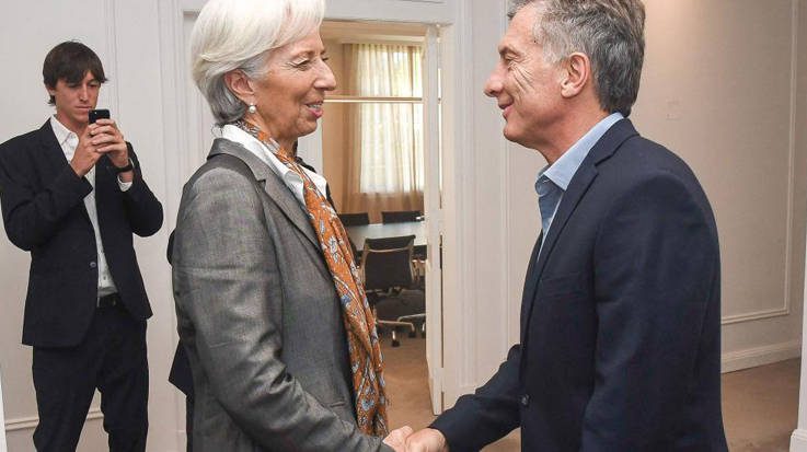 Christine Lagarde, presidenta del Fondo Monetario Internacional; y Mauricio Macri, presidente de Argentina.