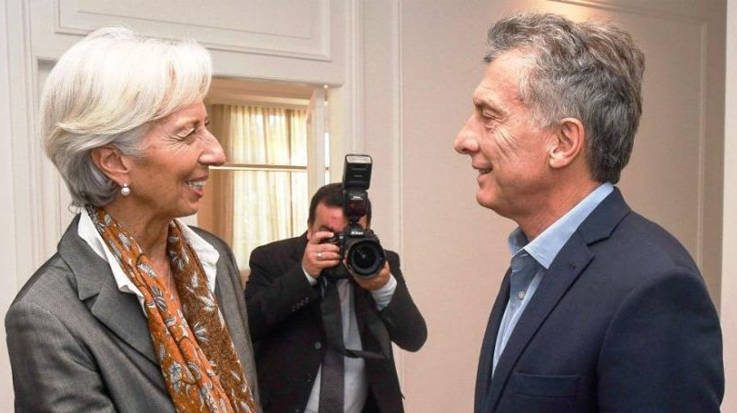 Christine Lagarde, presidenta del Fondo Monetario Internacional, junto a Mauricio Macri, presidente de Argentina.