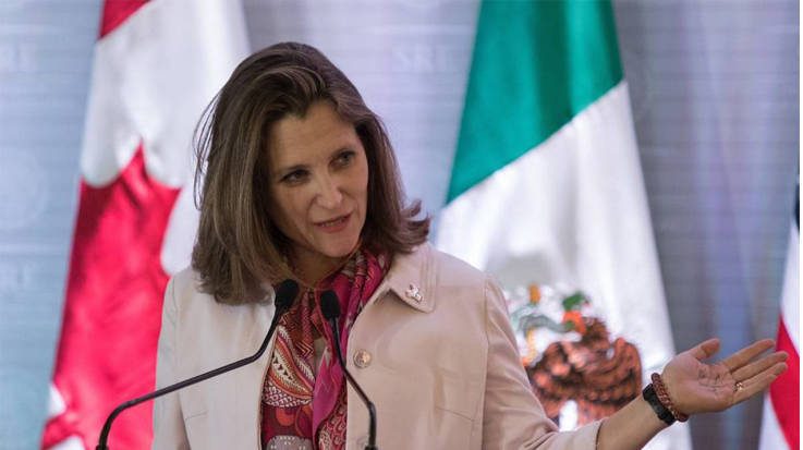 Chrystia Freeland, ministra de Exteriores de Canadá, visitará México el 25 de julio.