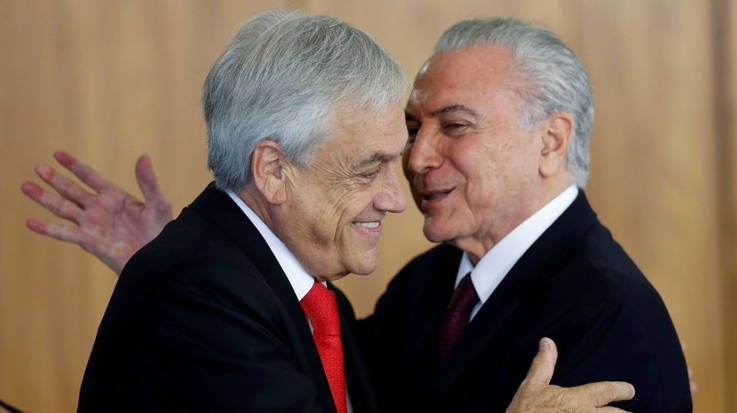 Sebastián Piñera, presidente de Chile, y Michel Temer, presidente de Brasil.