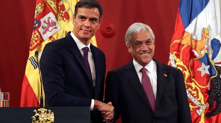 El presidente de Chile, Sebastián Piñera, se reunirá con el presidente Pedro Sánchez en el marco de su gira por Europa.